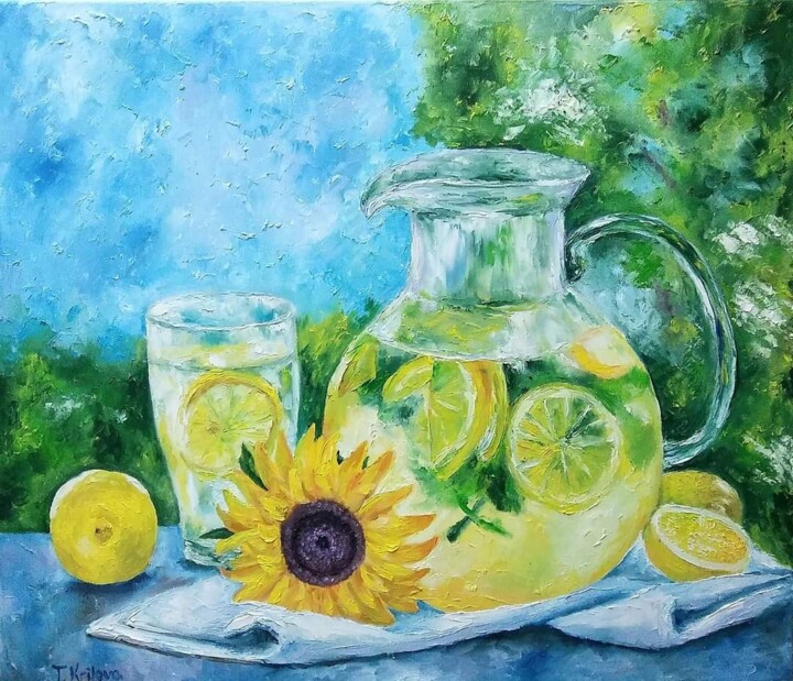 Painting titled "Lemonade in a glass…" by Tatiana Krilova, Original Artwork, Oil