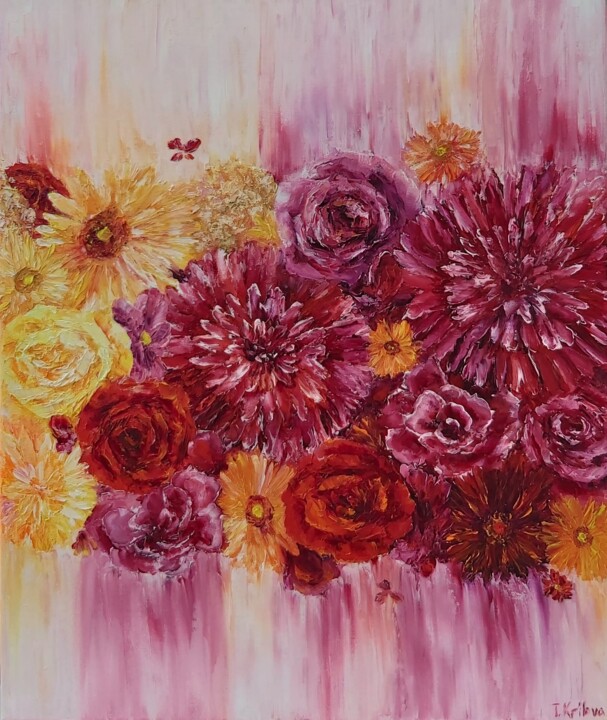 绘画 标题为“Flowers painting oi…” 由Tatiana Krilova, 原创艺术品, 油
