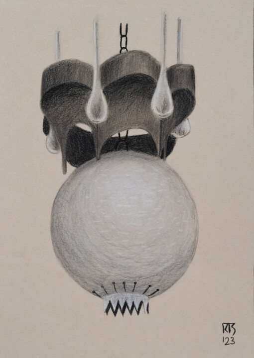 Desenho intitulada "Street light 6. Hom…" por Tatiana Krupnikova, Obras de arte originais, Carvão