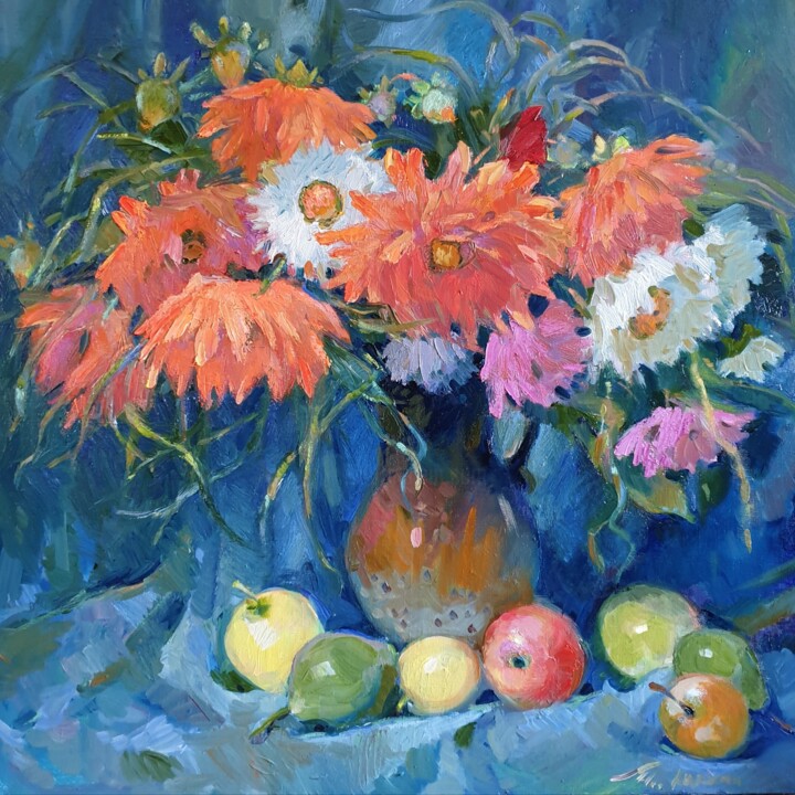Painting titled ""Autumn still life"" by Tatiana Lapina, Original Artwork, Oil