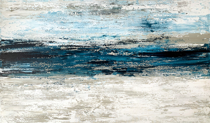 Pintura intitulada "Silvery Waves. larg…" por Tatiana Malinovscaia, Obras de arte originais, Acrílico