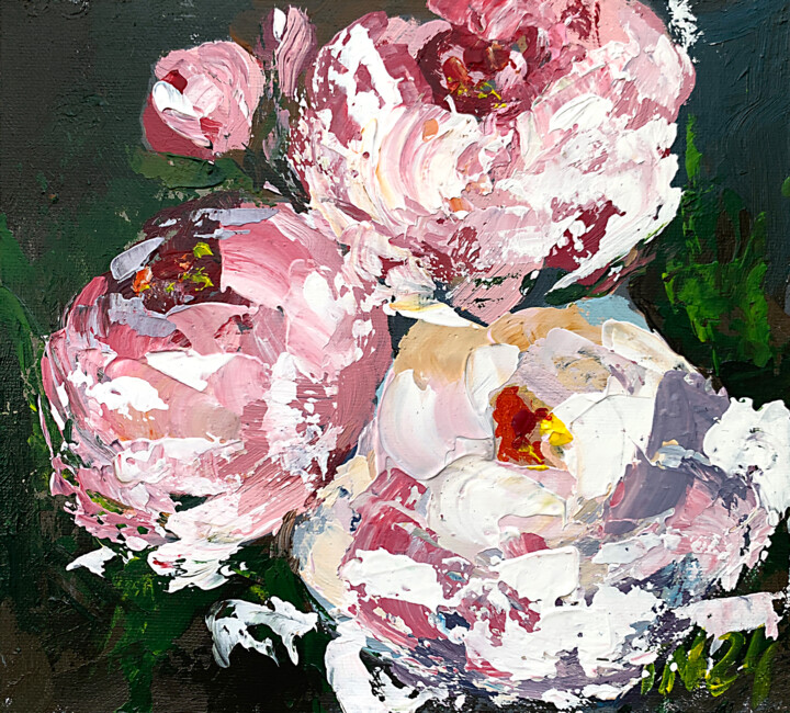 Painting titled "Abstract flowers on…" by Tatiana Malinovscaia, Original Artwork, Acrylic