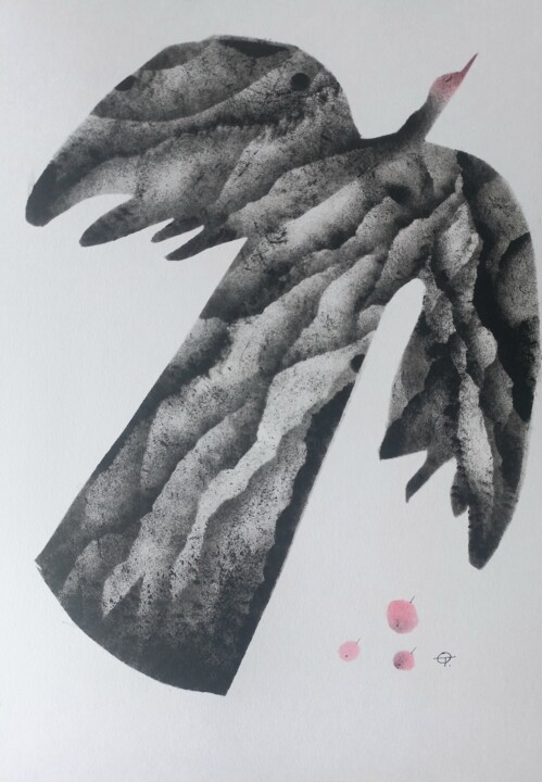 Картина под названием "Bird" - Татьяна Орел, Подлинное произведение искусства, Рисунок распылителем краски