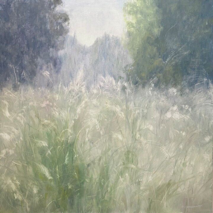 Painting titled "Air herbs" by Tatiana Prokshina, Original Artwork, Oil Mounted on Wood Stretcher frame