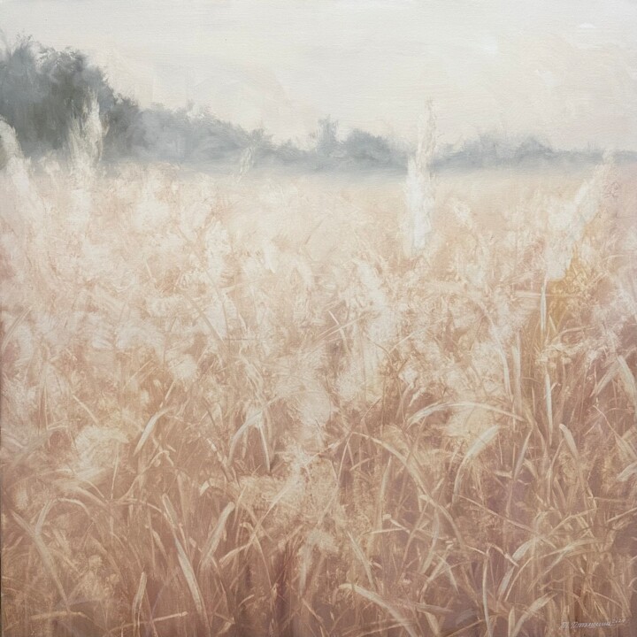 Painting titled "Calm herbs" by Tatiana Prokshina, Original Artwork, Oil Mounted on Wood Stretcher frame