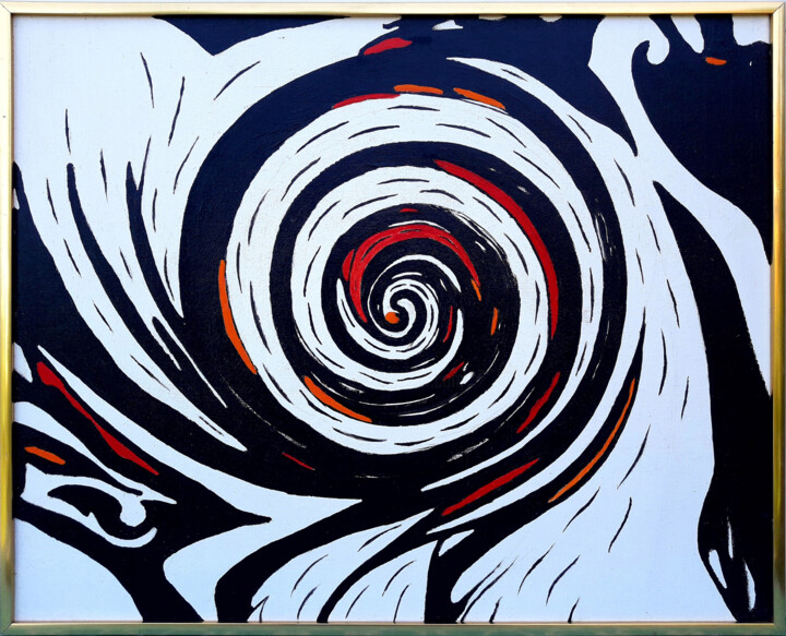 Painting titled "the abstract “Spira…" by Tatiana Yasin, Original Artwork, Acrylic Mounted on Cardboard