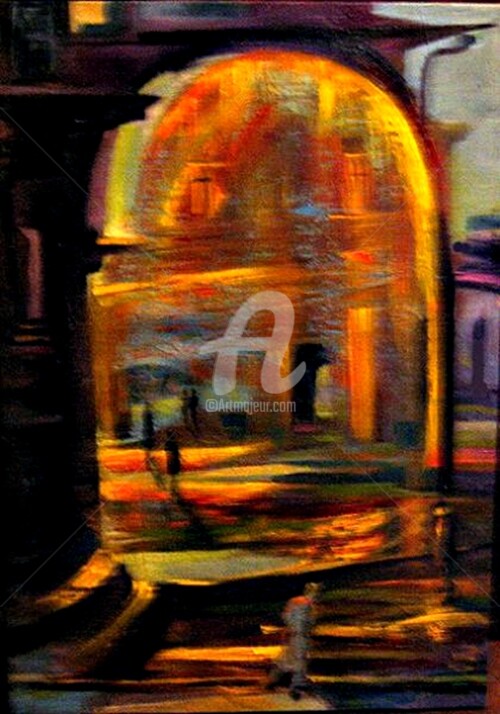 Картина под названием "Арки ночного города" - Tatiana Zakharova, Подлинное произведение искусства, Масло