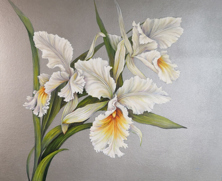 Painting titled "Orchids. Original O…" by Tatiana Zhuravleva, Original Artwork, Oil