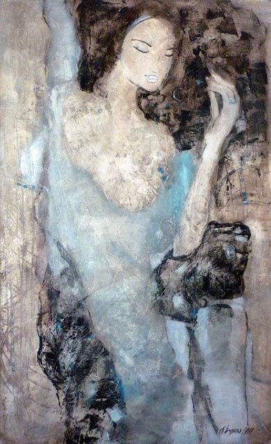 Картина под названием "Untitled" - Tatiana Bulia, Подлинное произведение искусства, Масло