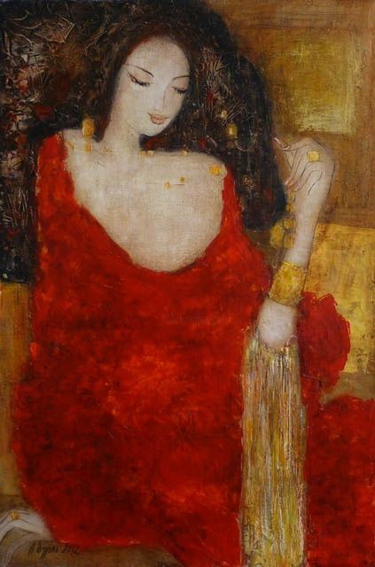 Картина под названием "In red" - Tatiana Bulia, Подлинное произведение искусства, Масло