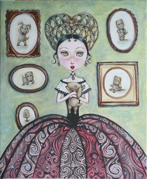 Painting titled "Princesse qui aime…" by Tatiana Claux, Original Artwork, Oil