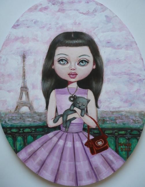 Картина под названием "Nous visitons Paris…" - Tatiana Claux, Подлинное произведение искусства, Масло