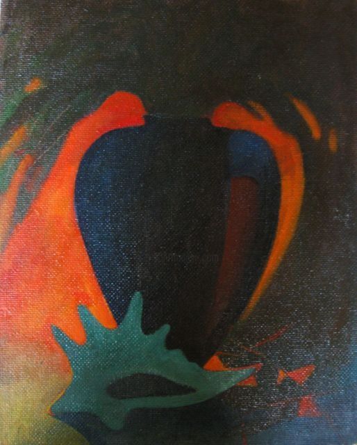 Ζωγραφική με τίτλο "ваза и ракушка - va…" από Tatiana Kolganova, Αυθεντικά έργα τέχνης, Λάδι