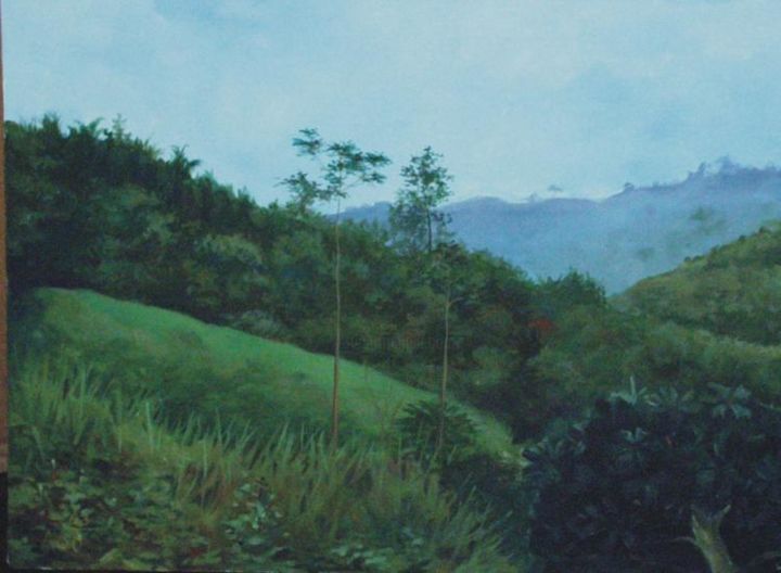 Painting titled "CAMINO A MANABI 1" by Tatiana Loy, Original Artwork, Oil