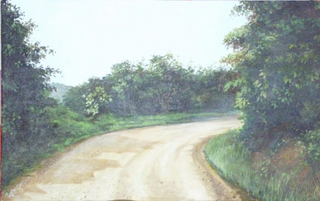 Painting titled "EL CAMINO 2" by Tatiana Loy, Original Artwork, Oil