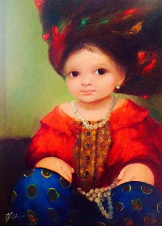 Painting titled "Damita" by T.Pinzòn, Original Artwork, Oil