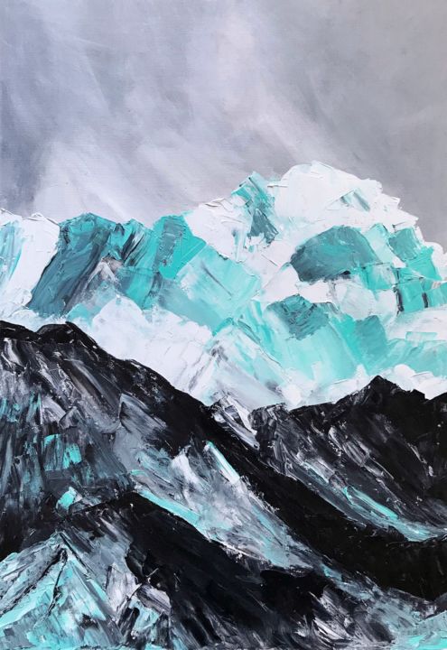 Painting titled "Ice Peak" by Tatiana Sirius, Original Artwork, Oil