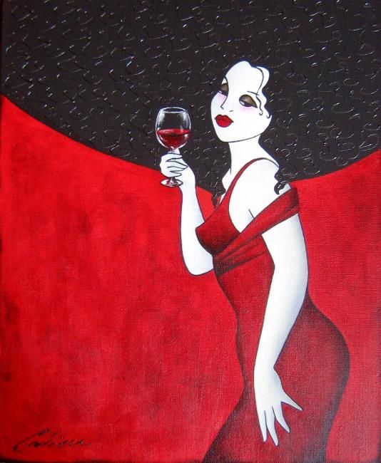 Painting titled "Rouge" by Tatieva, Original Artwork