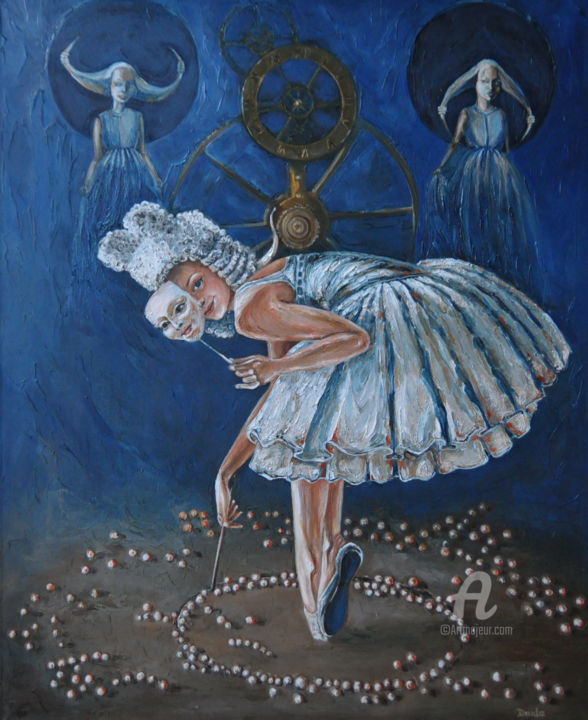 Painting titled "Театралка/ Actress" by Tatjana Dan'Shina, Original Artwork, Oil