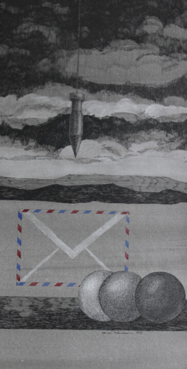 Dibujo titulada "Lot mit drei Kugeln" por Tatjana M. Pankau, Obra de arte original, Tinta