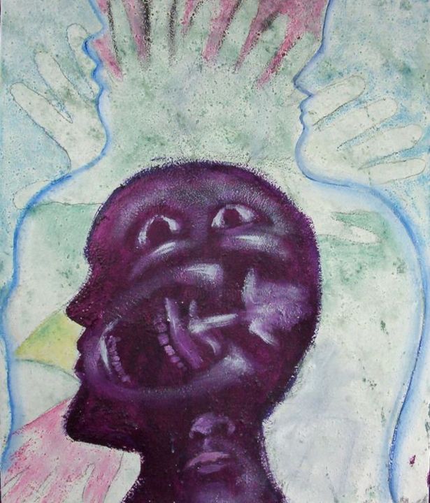 Pintura titulada "sombras de cobardias" por Eduardo Acevedo Candelaria, Obra de arte original