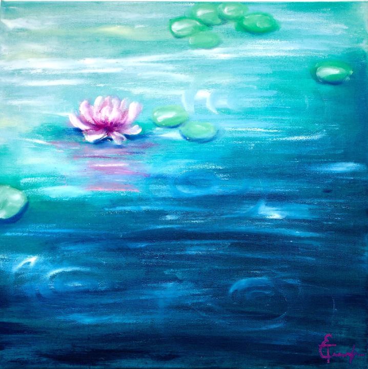 Peinture intitulée "Water lily, reflect…" par Tatsiana Yelistratava, Œuvre d'art originale, Huile