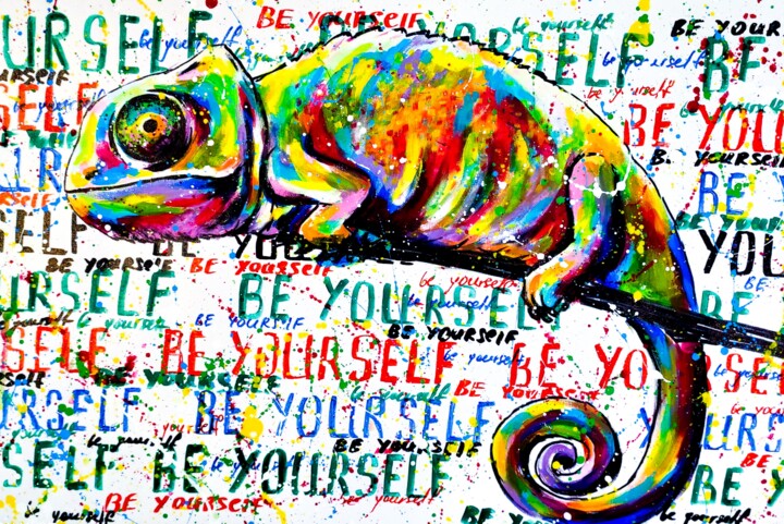 Printmaking titled "Be yourself. Print." by Tatsiana Yelistratava, Original Artwork, Digital Print