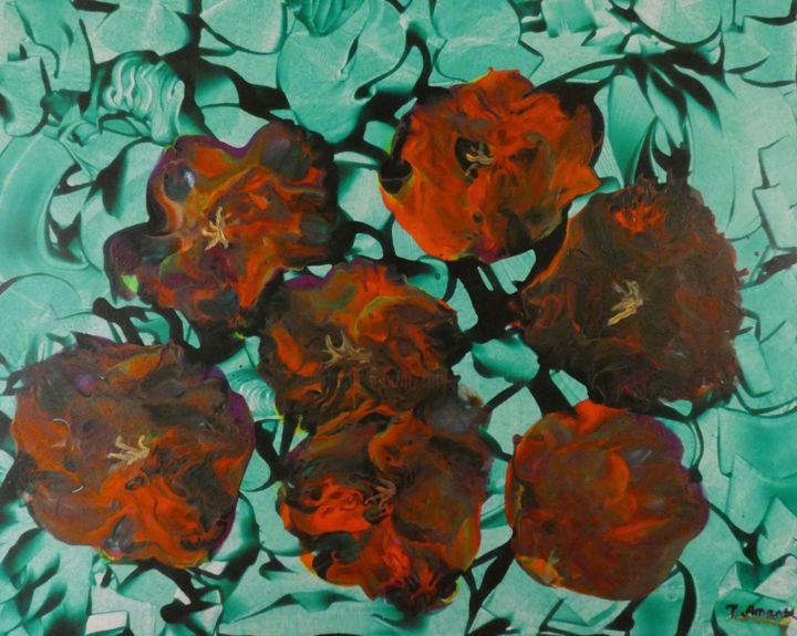 Pittura intitolato "Flower display" da Tatyana Amantis, Opera d'arte originale, Acrilico