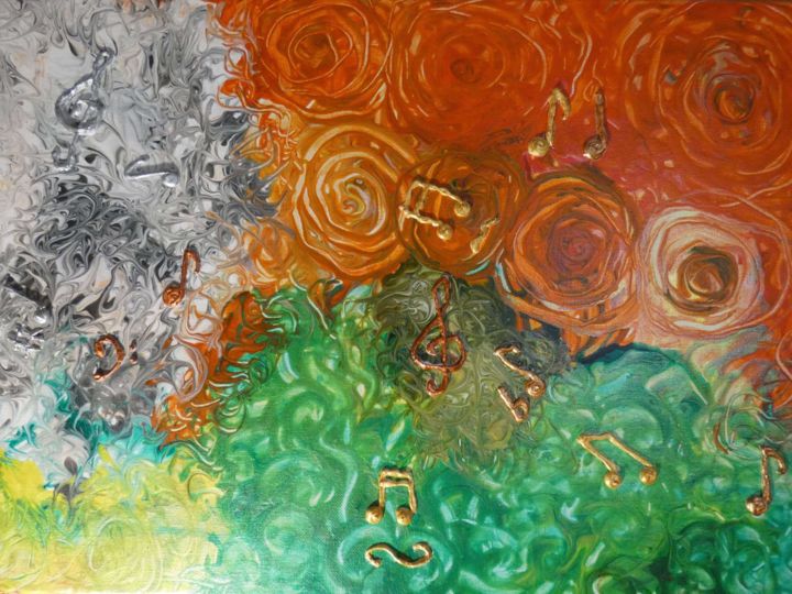 Pittura intitolato "Music of Flowers" da Tatyana Amantis, Opera d'arte originale, Acrilico