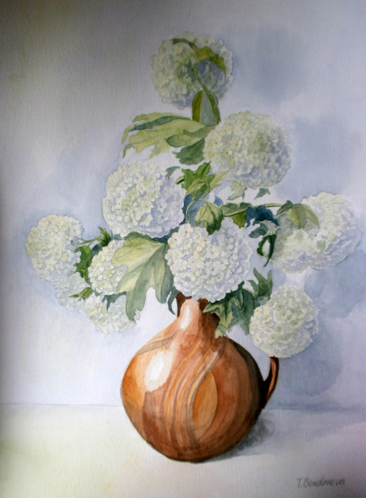 Картина под названием "hydrangea.jpg" - Tatyana Bondareva, Подлинное произведение искусства