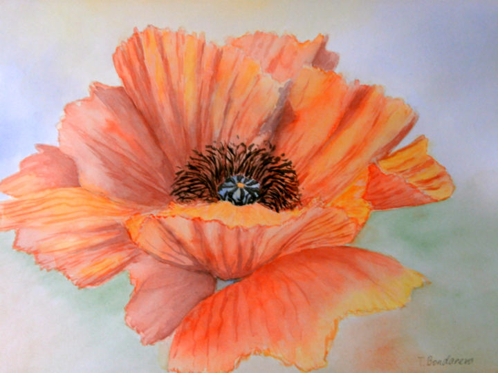 Pintura intitulada "poppy.jpg" por Tatyana Bondareva, Obras de arte originais