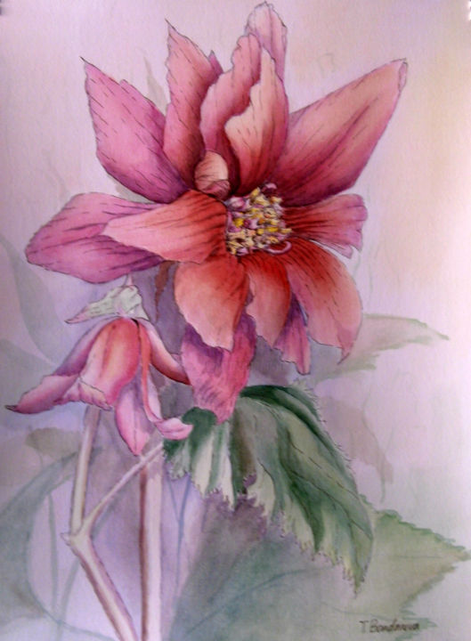 Peinture intitulée "scarlet-flower.jpg" par Tatyana Bondareva, Œuvre d'art originale