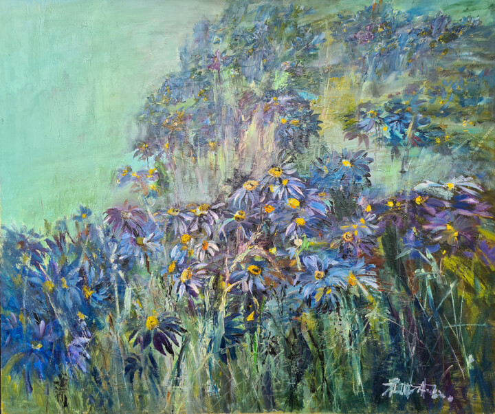 Картина под названием "Flower meadow" - Татьяна Ермольчик, Подлинное произведение искусства, Масло Установлен на Деревянная…