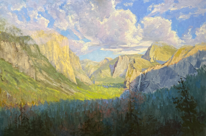 Painting titled "Tunnel View Yosemite" by Tatyana Fogarty, Original Artwork, Oil