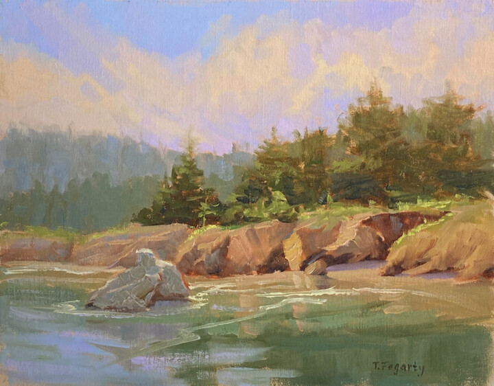 Painting titled "Whalers Cove Delight" by Tatyana Fogarty, Original Artwork, Oil Mounted on Other rigid panel