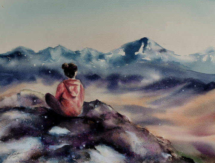 Painting titled "Place of strength" by Tatyana Frolova, Original Artwork, Watercolor
