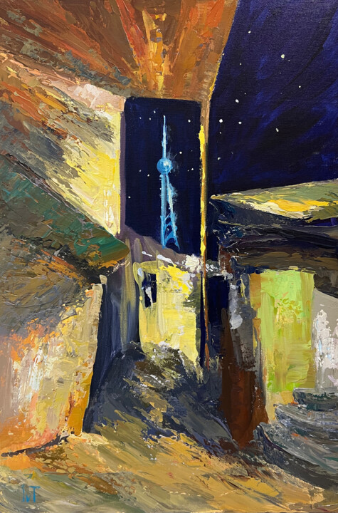 Malerei mit dem Titel "Secret View of Moun…" von Tatyana Ivolga, Original-Kunstwerk, Acryl Auf Keilrahmen aus Holz montiert