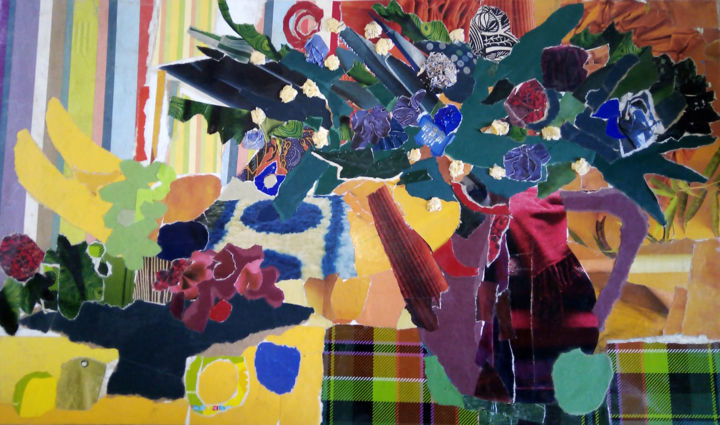 Collages getiteld "Blue still life" door Tatyana Korshunova, Origineel Kunstwerk, Collages