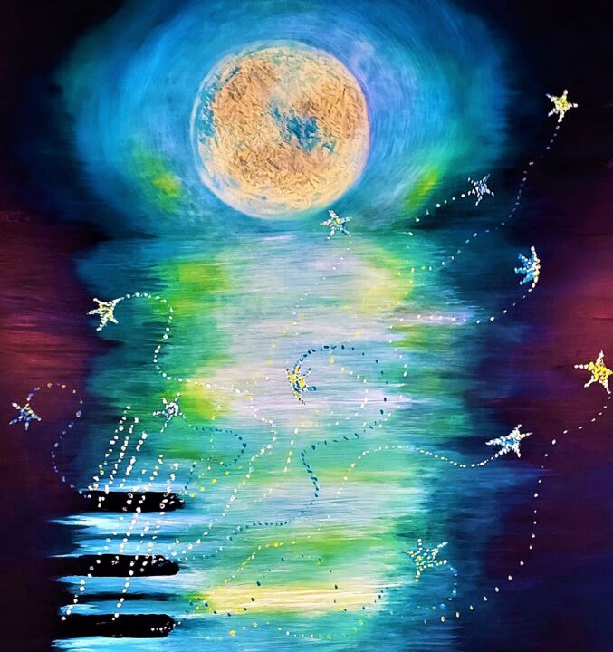 Painting titled "Moonlight Sonata" by Tatyana Shvartsakh, Original Artwork, Acrylic