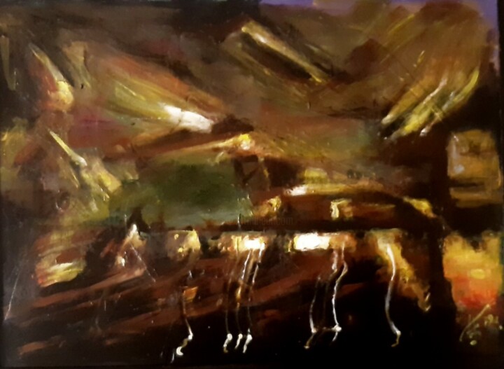 Картина под названием "Вечер на Фонтанке" - Tatyana Zakharova, Подлинное произведение искусства, Масло