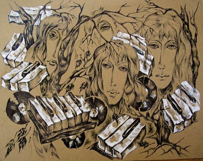 Tekening getiteld "Quartet" door Tatyana Berestov, Origineel Kunstwerk