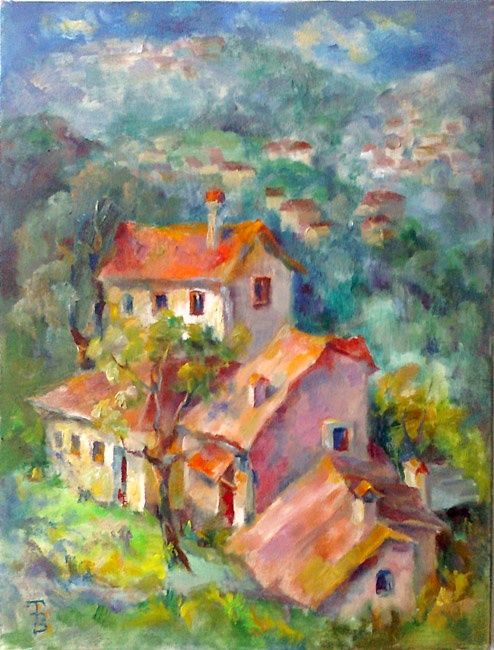 Pintura intitulada "Sunny day in Provan…" por Tatyana Berestov, Obras de arte originais, Óleo