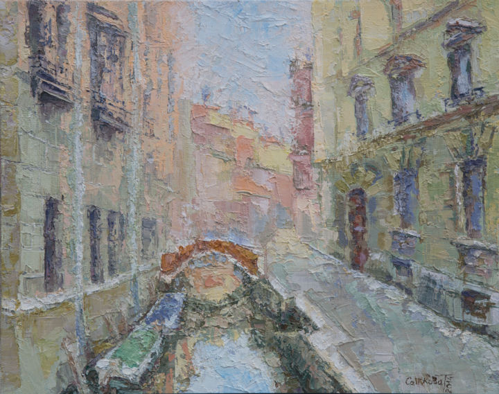 Картина под названием "Улочка Венеции." - Tatyana Sannikova, Подлинное произведение искусства, Масло