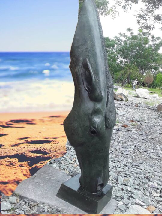 Sculpture titled "Stallion Head" by Taurayi Maisiri, Original Artwork, Stone