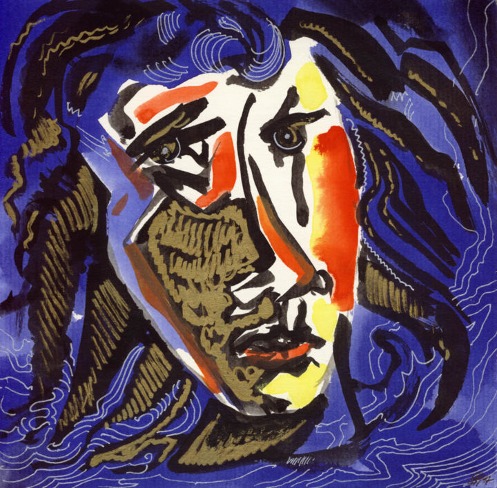 Painting titled "Jeune cheveux au ve…" by Michel Tava, Original Art, Other