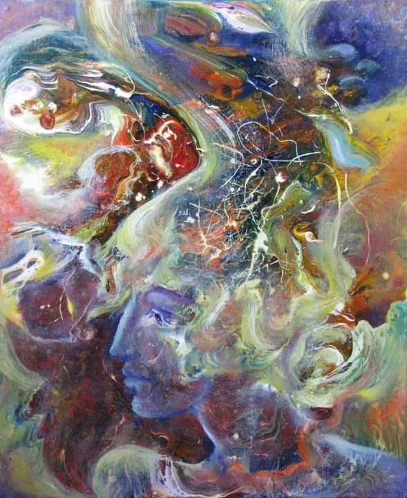 Pittura intitolato "Космическое сознание" da Tatiana Andreeva, Opera d'arte originale, Olio