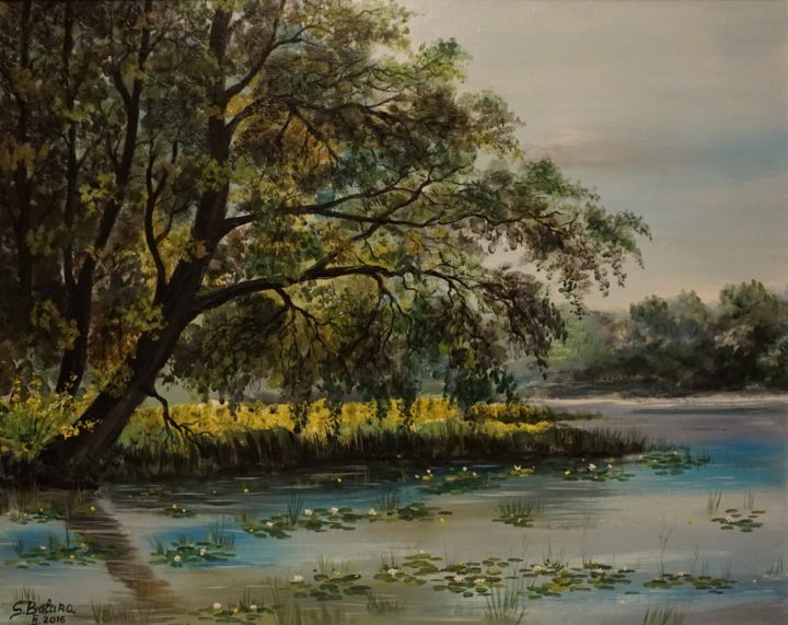 Painting titled ""SUMMER"" by Sergeys Balura, Original Artwork, Oil Mounted on Wood Stretcher frame
