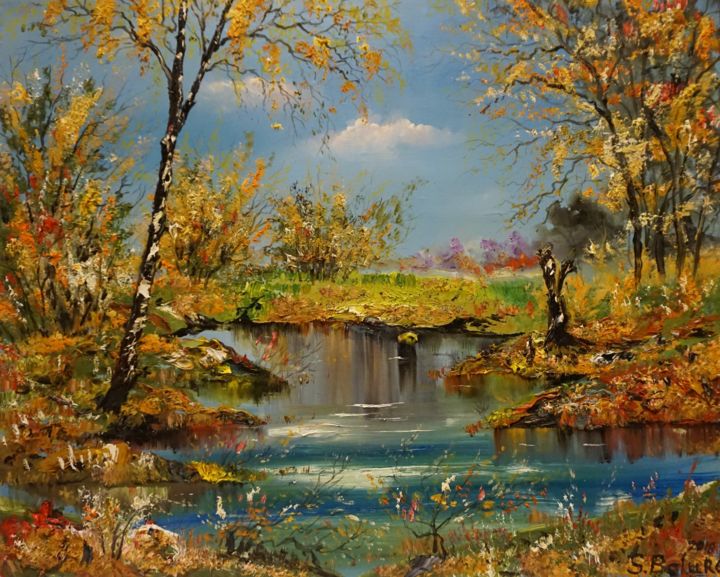 Painting titled ""FABULOUS SWAMP IN…" by Sergeys Balura, Original Artwork, Oil Mounted on Wood Stretcher frame