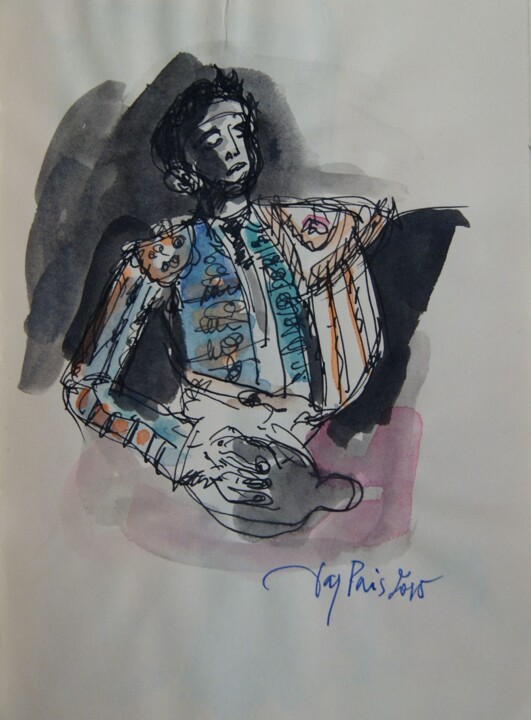 Painting titled "Torero" by Tay Aguilar, Original Artwork, Watercolor