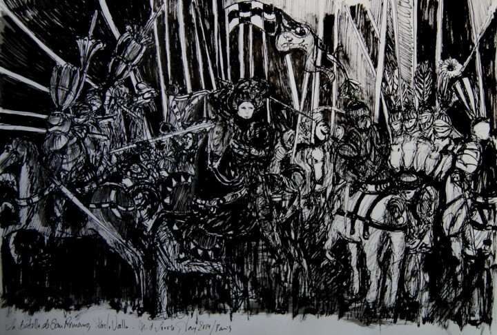 Dibujo titulada "La Batalla de San R…" por Tay Aguilar, Obra de arte original, Tinta